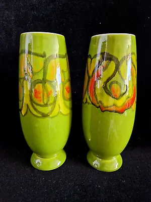 Buy Stunning Pair Of Vintage Green Poole Vases  Delphis  Shape 15 • 150£