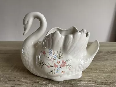 Buy Vintage St Michael M&S Cream Floral Swan Planter Ceramic Made In Japan 6” • 7.95£