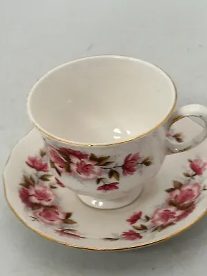 Buy Queen Anne Bone China Pink Floral Flowers Gold Rim Teacup & Saucer Match  #LH • 2.99£