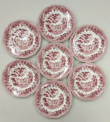 Buy Red Romantic England Penhurst Place Kent 7  Plates Set Of 7 By J. & G. Meakin • 40.72£
