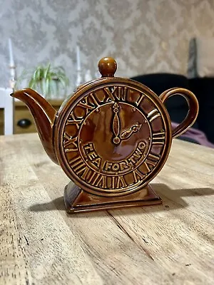 Buy Vintage Price Kensington P & K  Alarm Clock Tea For Two Teapot Treacle Glaze • 21.95£