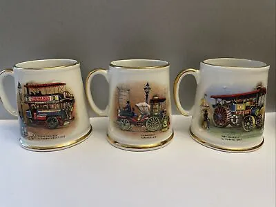 Buy 3 × Vintage Old Foley James Kent Ltd. Steam Engines Collector's Mugs • 18£