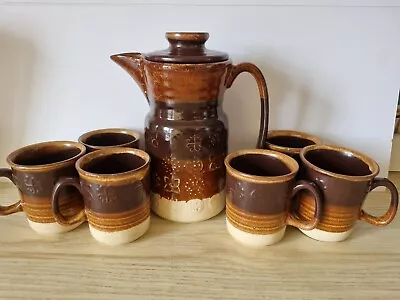 Buy Retro Lord Nelson Ware Coffee Pot & Six Mugs - Ombre Brown - Celtic Symbols • 22£