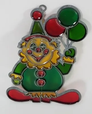 Buy VINTAGE Suncatcher Clown With Balloons  Stained Glass  Window Hanger 4.5 Inch • 12.32£