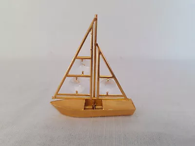 Buy Crystal Temptations Sail Boat Figurine Ornament 24k Gold Plated With Crystals • 13.50£