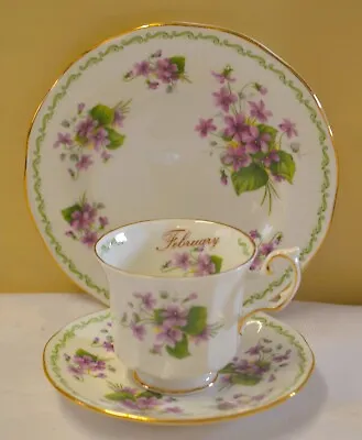 Buy Queens Flower The Month February Violets Tea / Coffee Cup & Saucer & Plate • 12£