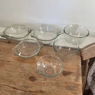 Buy 6 X Vintage Pyrex JAJ Clear Glass Mixing Bowls Non Slip Base Casserole Bowls Lid • 24.99£