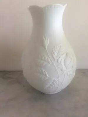 Buy KAISER Porcelain Vase Signed M FREY Vintage German White Bisque Floral Design 4 • 55£