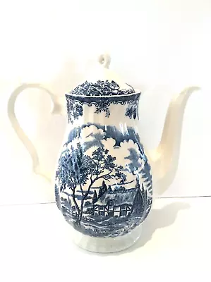 Buy Churchill Blue & White Thatched Cottage Coffee Pot / Teapot • 20£