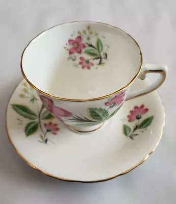 Buy HM Sutherland Floral Teacup And Saucer Bone China With Gold Trim Made In England • 23.79£
