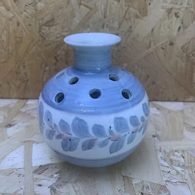 Buy Vintage Jersey Pottery C.L. Pierced Vase Or Reed Diffuser - Blue & Pink - 10cm • 4.99£
