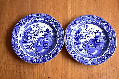 Buy Burleigh Ware Willow Blue & White Tea / Side Plates X 2 • 9£