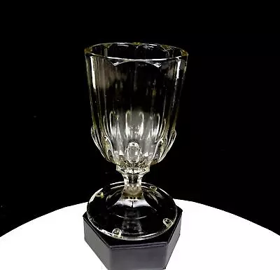 Buy EAPG Pattern Glass Pillard Crystal Paneled Antique 6 1/8  Goblet 1870 • 31.19£