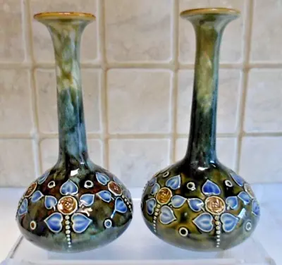Buy Antique Royal Doulton Art Nouveau Pair Of Bud Vases C1905.  No. 6224. Excellent. • 155£