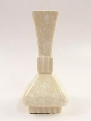 Buy Mid Century Speckled Pottery Vase White On Cream USA F105 • 20.96£