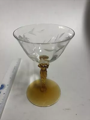 Buy Vtg Tiffen Twisted Amber Stem Glass Cut Flower Design Ornate Stem Mint • 12.48£
