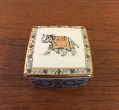 Buy Wedgewood Box Blue Elephant Bone China Square Lidded Trinket Box  • 20£