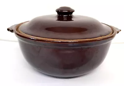 Buy Bourne Denby Pottery Brown Glaze Lidded Casserole Pot Vintage 25cm Wide • 23.48£