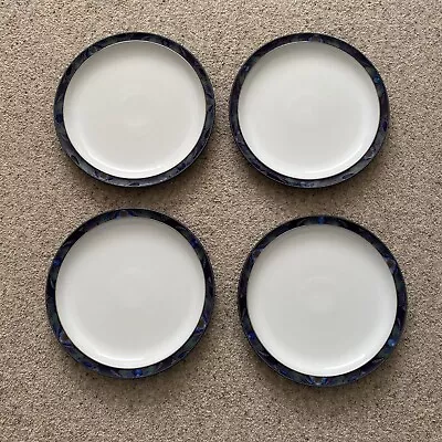 Buy DENBY BAROQUE DINNER PLATES X 4 Blue Floral - 10.25  - Worn Used Condition • 19.99£