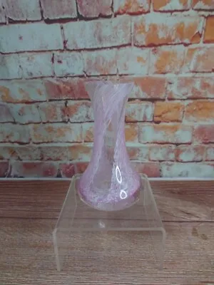 Buy Caithness Crystal Glass Handmade Scotland Pink White Speckled Bud Vase 12cm High • 9.95£