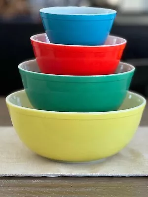 Buy PYREX Primary Color SET  4 Nesting/Mixing Bowls 401, 402, 403, 404  Fabulous! • 163.28£