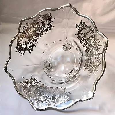 Buy Bohemian Fine Silver Overlaid Crystal Glass Fruit Bowl Standing On Three Feet • 75£