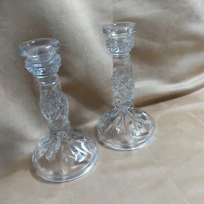Buy Pair Of Vintage Thistle Style Cut Crysta Glass Candlesticks Candle Holders • 22.61£