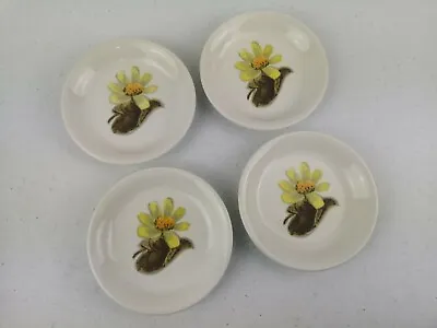 Buy 4 Vintage J&G J & G Meakin Round Ceramic Yellow Floral Coasters 10.5 Cm VGC • 18£