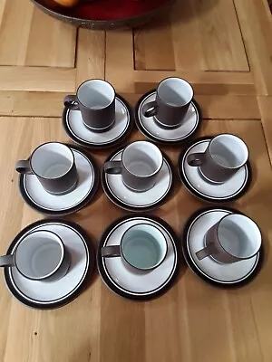 Buy Vintage Hornsea Contrast Espresso Coffee Cups Saucers Set Of 8 MCM 70's England • 8£