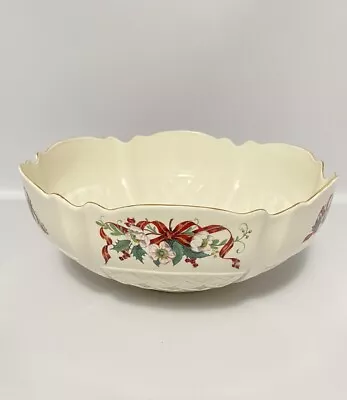 Buy Belleek Pottery Ireland Large 9” Centerpiece Bowl Gold Trim Winter Rose Vintage • 37.94£