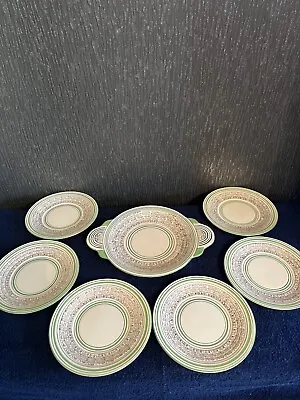 Buy ART DECO T.FORESTER PHOENIX WARE 'GOLDEN DELTA' SERVING PLATE AND 6 Plates 30's • 25£