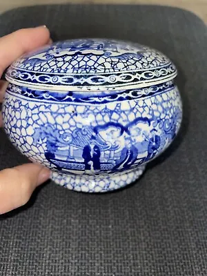 Buy Rare Antique William Adams. Chinese Blue White Pottery Bowl With Lid. 623294. • 55£