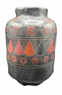 Buy Art Pottery Africa Folk Shona Black Red Vase Zimbabwe Tribal 8.5” Etched Vessel • 117.71£