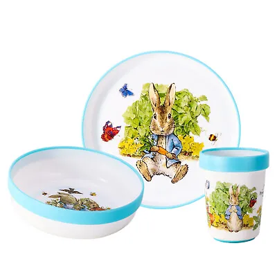 Buy Peter Rabbit  3pcs Bicolor Kids Dinner Tableware Set Plate, Bowl & Tumbler • 12.99£