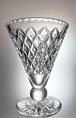 Buy Signed Mid Century WEBB Lead Crystal Cut Glass Footed Trumpet Vase - 20 Cm • 20£