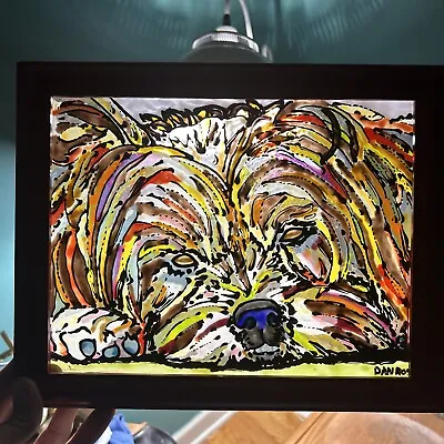 Buy Signed Dan Ross Reverse Painted Stained Glass Light Catcher With A Dog  • 221.77£