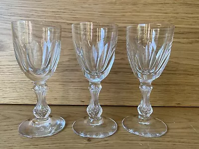 Buy 3 X Antique Val St. Lambert Wine Glass Goblets Cut Air Bubble Stem - Unsigned • 30£
