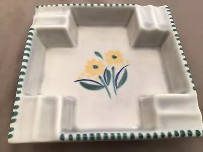 Buy Vintage Poole Pottery Flower Ashtray 5.5ins. Sq.#2 • 2.75£