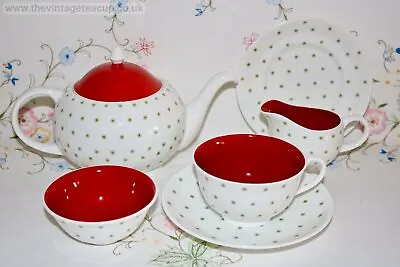 Buy Original 1960s Susie Cooper Bone China Starburst Green Star Red Tea Set Teapot • 80£