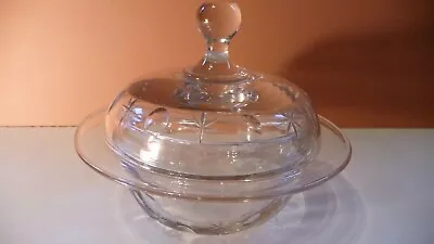 Buy Vintage Cut Glass Round Domed Lidded Bowl With Rim  Butter Sweet Trinket Dish • 19.99£
