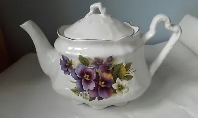 Buy Vintage - ARTHUR WOOD Floral Teapot Pottery Antique 6490 Violet Flowers Pretty • 13£