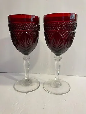 Buy Arcoroc France Antique Ruby Red Wine Glasses - Set Of 2 - MINT • 14.40£
