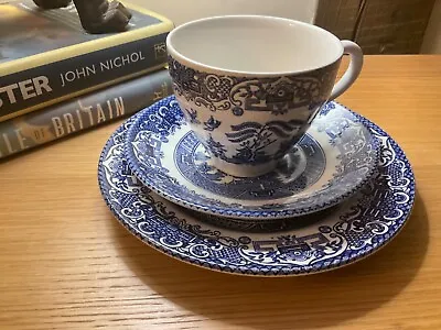 Buy Vintage Old Willow Ironstone Pottery Trio Tea Cup And Saucer And Plate • 4.95£