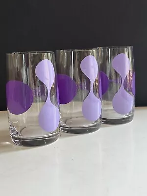 Buy Vintage Boda Nova Tumblers Glassware - Set Of 3 Purple Lavender Graphic • 37.77£