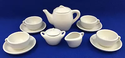 Buy Tea Set Child Size 13 Pieces White Porcelain Pot Lid Creamer Sugar Cups Plates • 14.20£