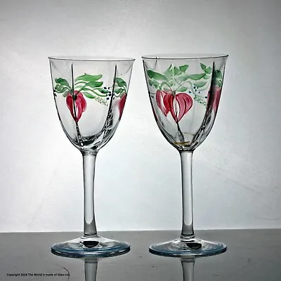 Buy Eva Englund For Orrefors, Pair Maja Pattern Hand-painted Small Wine Glasses • 60£