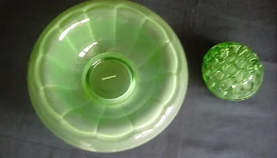 Buy Green Vaseline Glass Flower Vase And Rose • 20£