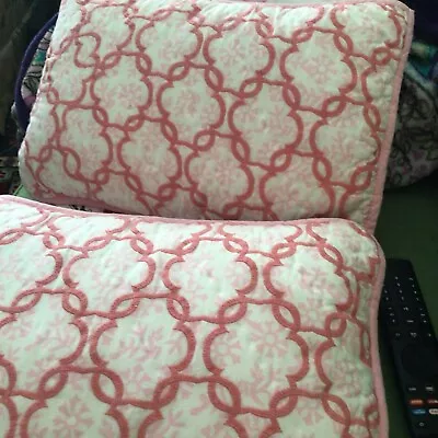 Buy Pottery  Barn Kids Pair Of  Pillows 16x12 Pink Geometric. • 22.77£