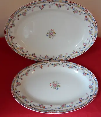 Buy Vintage Pair WH Grindley English China DRESDEN Pattern Oval Serving Platters VGC • 47.43£