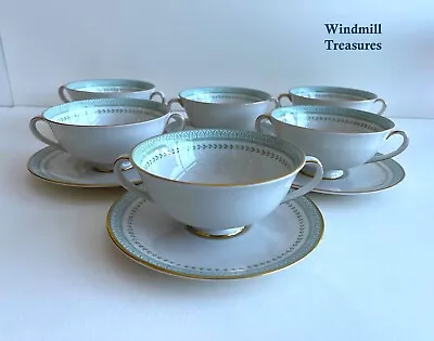 Buy 6 Royal Doulton Berkshire Bone China Soup Coupe Bowls & Saucers  Great Condition • 29.99£